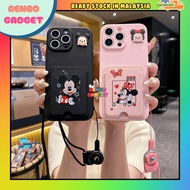 Realme 14x C30 C30s C33 C35 C51 C53 C55 C63 C65 C67 C75 C75x 3D mickey minnie card slot lanyard matt