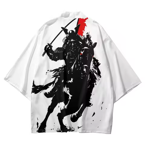 New Samurai Print Yukata Men Women Fashion Cardigan Blouse Haori Obi Asian Clothes Harajuku Japanese