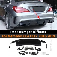 Accessories Sport Rear Bumper Lip Diffuser For Mercedes Benz CLA W117 C117 2013-2019 AMG Exhaust Pip