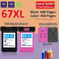 Compatible HP 67 HP 67XL HP 67XXL Ink Cartridge Black Color Refillable Ink for 2700 2721 2723 6020 6