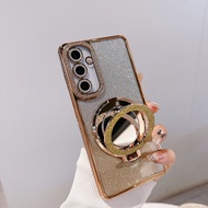 Samsung S26Ultra Phone Case Electroplating Rhinestone S25 Mirror Holder A37 Lens Film Protective Cas