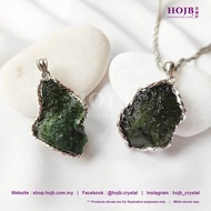 HOJB Authentic Moldavite Rough Stone S925 Pendant 31-35mm(10.6G) 聚寶軒纯正捷克流星陨石宇宙能量石S925银吊坠31-35mm(10.6