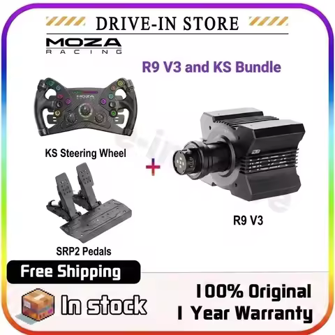 MOZA Racing KS Wheel with R9 V3 Direct Drive Wheel Base with SRP2 Pedals