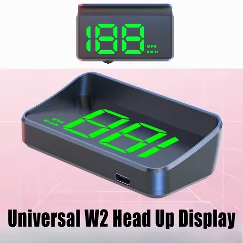 Car Head-Up Display W2 Car HUD Auto Head-Up Display Digital GPS HUD Speedometer USB Cable Plug and P