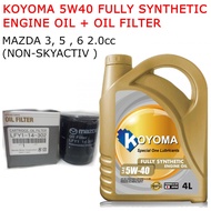 MAZDA 3, 5, 2.0 (NON-SKYACTIV), MAZDA 6 2.2(D) CX5 2.2(D) OIL FILTER+ KOYOMA 5W40 FULLY SYNTHETIC EN