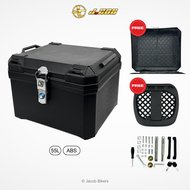 Universal 45L 55L 65L Rear ABS Top Box | With Inner Pads / Base Plate / Stickers | Motor Accessories