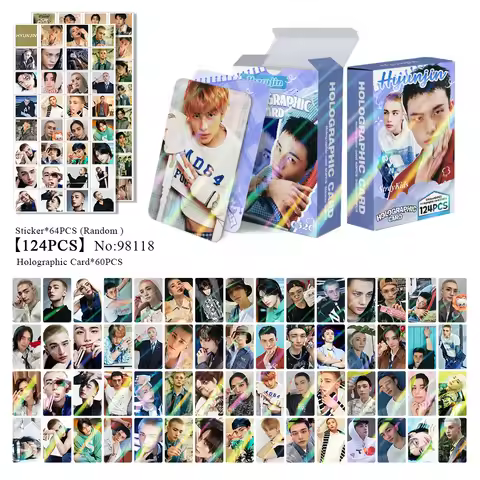 SKZOO Wholesale 124Pcs Laser STRAYKIDS LOMO Photocards HyunJin Shiny Cards Kpop Peripheral Bulk Whol