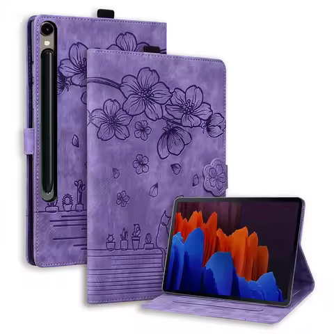 Embossed Flowers PU Leather Wallet Flip Stand Cover For Samsung Galaxy Tab S11 / S10 Lite 2025 SM-X7