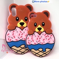 IP XS 5 5s SE 6 7 8 Plus Cute Bear Ice Cream Back Rubber Casing