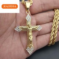 916 original gold  Zircon Jesus Cross Pendant Necklace for women and men gift