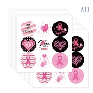 All Ribbon Sticker Breasts Cancer Awareness Label Sticker for Event Decoration