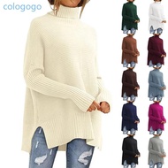 COLO Women's Oversized Ribbed Turtleneck Sweater - Fall