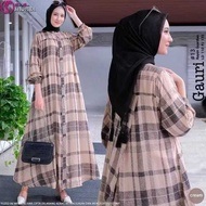 GAMIS MOTIF KOTAK BAHAN KATUN FLANEL // GAMIS JUMBO //GAMIS WANITA TERBARU 2025