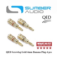 Qed Screwlog Gold 4mm (4mm) Banana Plug - 4pcs - Gold