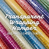Fast Shipping Opp Transparent Wrapping Hamper Plastik Hamper 0.9 meter x 70 meter corak bunga Rose H