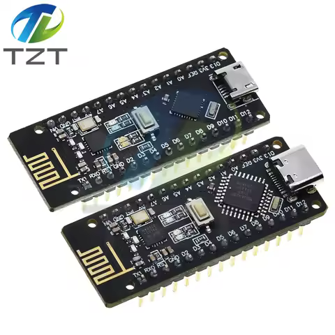 TZT 1/2PCS RF-Nano for Arduino Nano V3.0, Micro USB Nano Board ATmega328P QFN32 5V 16M CH340, integr