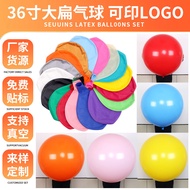 Ready Stock 120cm large flat balloon Earth Pop ball wedding Birthday Decoration Lifting Transparent 