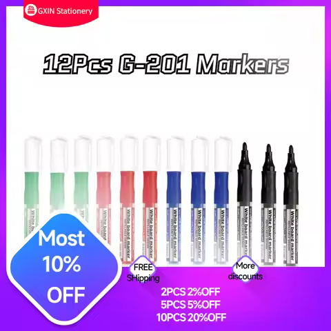 GXIN G201 12Pcs Erasable Whiteboard Refilled Pens Dry Eraser Marker For Offices Stationery Meeting S
