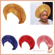 Boom Wedding African Hijab for Woman Outdoor Sequins Turban for Woman Taking Photo