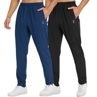 2 Pack Men's Sweatpants with Zipper Pockets Jogging Pants Fit Tapered Athletic Pants for Men Running