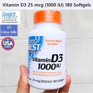 วิตามินดี 3 Vitamin D3 25 mcg (1000 IU) 180 Softgels - Doctor's Best D 3 D-3