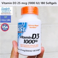 วิตามินดี 3 Vitamin D3 25 mcg (1000 IU) 180 Softgels - Doctors Best D 3 D-3