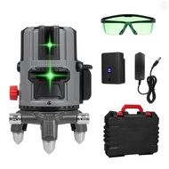Portable 5 Lines Laser Level Professional Laser Level Green Beam 3° Self Leveling Multi-function Laser Level Waterproof Shockproof and Anti-Fall Laser Leveling Tool with 2 Recharge