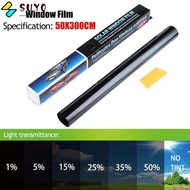 SUYO 1Roll 50x3m Car Foils, Sun Shade Scratch Resistant Window Tint Film, Durable Black Heat UV Block VLT 1%-50% Glass Sticker Windshield