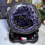 Top Uruguay Amethyst Cave ESPa+3.03kg ️ Colorful Agate Edge Natural Emperor Purple Mouth Wide Hole Depth 8.5cm Money Recruiting Popularity Gathering Fortune Gift Giving