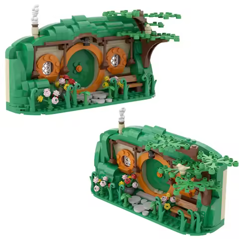 MOC Hobbit Hole Building Kit, Mini Bag Movie Architecture Model , Desktop Ornament & Collector's Mod