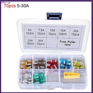 [sg]70Pcs small Automotive Fuse Assortment Kit 5, 7.5, 10, 15, 20, 25 & 30 Amp Mixed