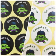 Superhero Hulk Birthday Stickers or Hang Tags Personalised