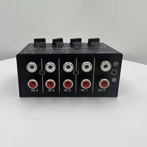 4 Channels Passive Mixer Audio Professional Audio Stereo Mixer Sound Mixer Portable RCA Input Ultra 