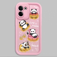 Casing hp for Tecno Camon 20 Camon 20 Pro Panda Swimming Case CuteYANG Silicone Case Cesing Stick Or