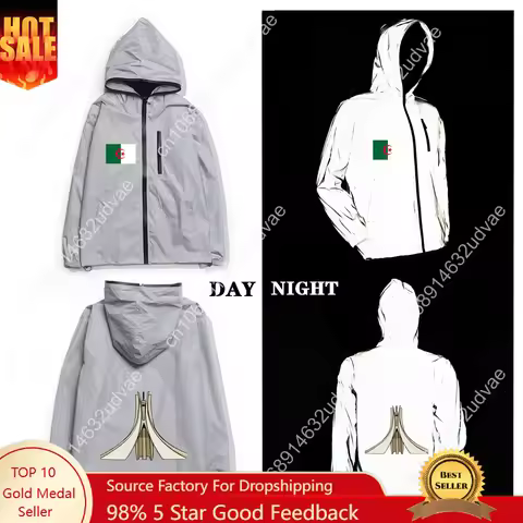 Algerian Flag Reflective Jacket Mens Womens Algeria Coat Hooded Windbreaker Run Jackets Cycling Hiki