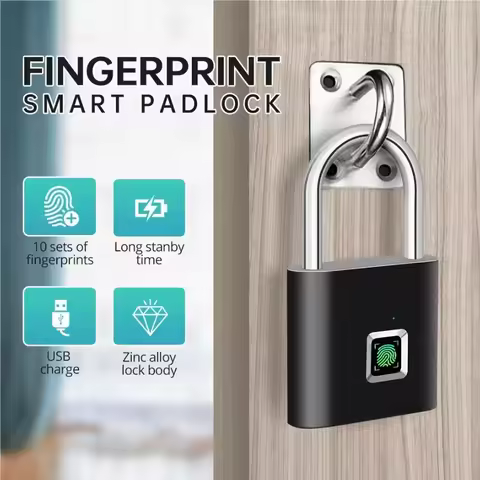 KERUI Keyless USB Charging Fingerprint Lock Smart Padlock Waterproof Door Lock 0.2sec Unlock Portabl