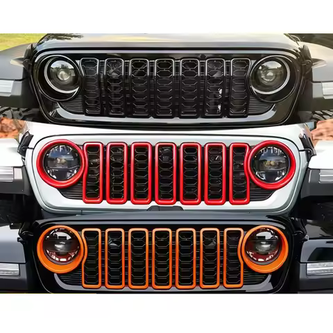 Jeep Wrangler Accessories JL Black Red Orange Front Grille Headlight Decoration Cover Trim Exterior 