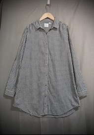 Uniqlo Flannel 傘擺法蘭絨襯衫洋裝 復古黑白格紋長衫 女 S #24年中慶