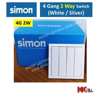 Simon E3 Series 10A 1 Gang 2 Way 2 Gang 2 Way 3 Gang 2 Way 4 Gang 2 Way Switches - White/Silver