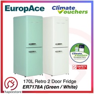 EuropAce 170L Retro 2 Door Fridge | Refrigerator, No-Frost, Fast Freeze, ER7178A (Green / White) ER7