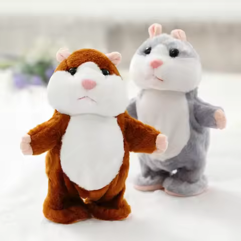 Dropshipping 18cm Talking And Walking Hamster Toys Speak Sound Repeat Stuffed Plush Animal Electric 