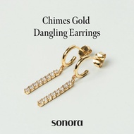 Sonora Chimes Gold Dangling Earrings, Serenade Collection, 18K Gold Plated 925 Sterling Silver