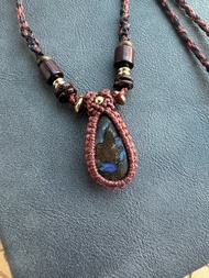 N1201 民族風 礫石澳寶 (Boulder opal) 銅珠 頸鏈 (可調長度)