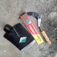 Paket hemat isi 3 pcs-arit super tajam baja asli-Cangkul Berkebun dan batu asah