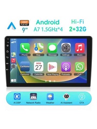 Android 雙 Din GPS 汽車立體聲收音機 9英寸高清 1080P 2.5D 2 + 32G Android Auto Carplay Mirrorlink AI 助理網路 OTA