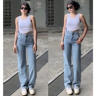 PREMIUM HIGHWAIST LOOSE JEANS KOREANWanita 13 OZ