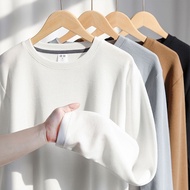 【From Perak】ProMan baju t shirt lelaki waffle tshirt men long sleeve round neck plain unisex t shirt