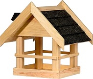 dobar Large Noir Bird House Made of Solid Wood with Black Bitumen Roof - Bird Feeder for Stand Mount
