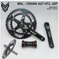 CRANK SET MXL DOUBLE 53T - 39T HT2 BLACK FOLDING BIKE