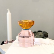 【Hübsch】 - 340907 跳色水晶玻璃花瓶造型燭台 蠟燭 擺飾 紙鎮